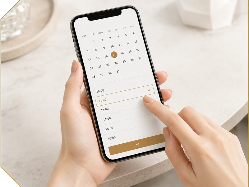 スマートフォンで体験予約をする様子